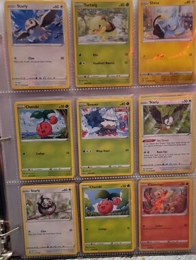 Pokémon Trading Card Collection Pages — Green and Yellow Card Set